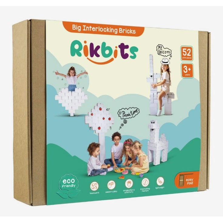Rikbits White Color Building Blocks - 52 Pieces - Medaid International