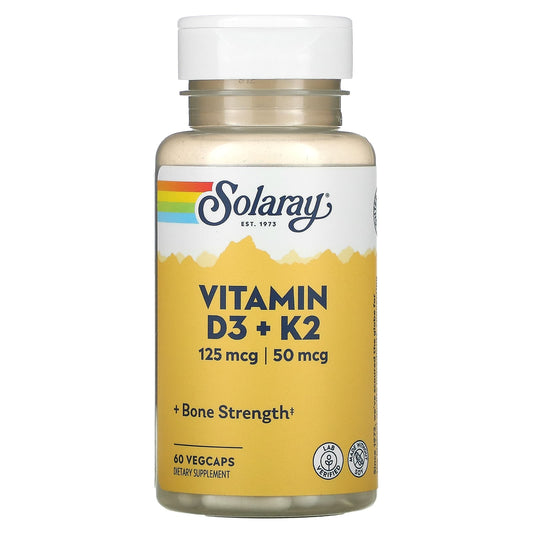 Solaray, Vitamin D3 + K2, 60 VegCaps - Medaid
