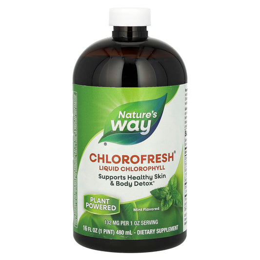 Nature's Way, Chlorofresh, Liquid Chlorophyll, Mint, 132 mg, 16 fl oz (480 ml) (132 mg per 2 Tbsp) - Medaid