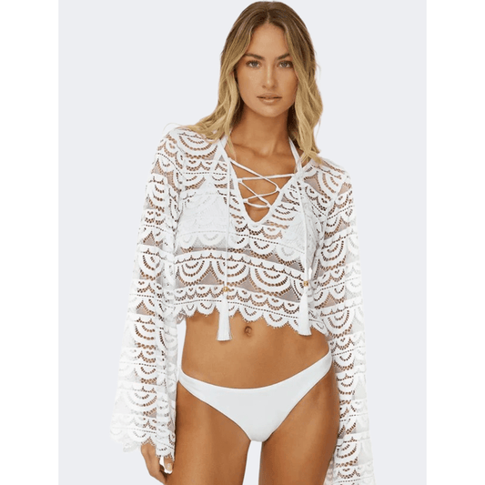 Pq Swim Water Lily Noah Top Women Beach Shirt White - Medaid