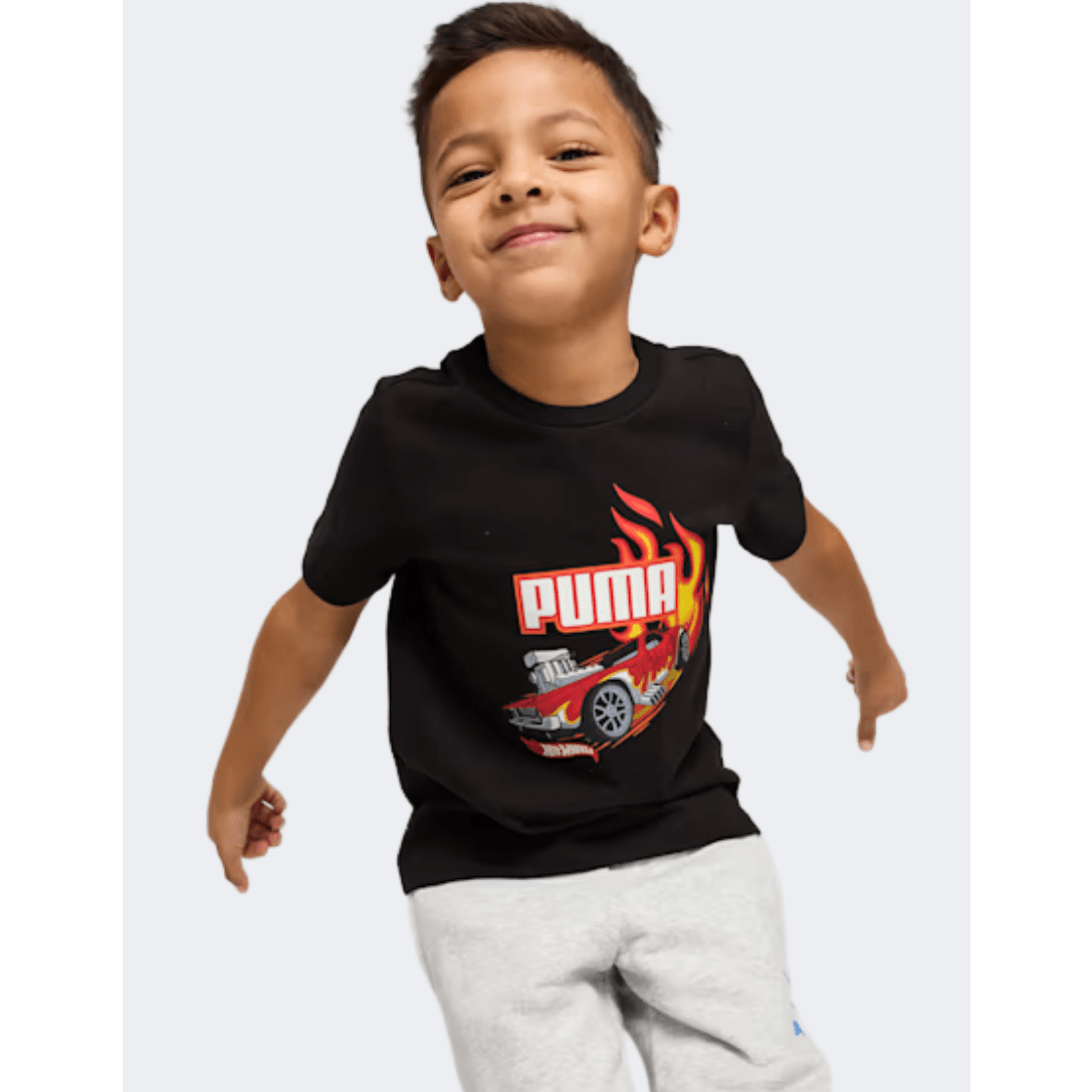 Puma X Hot Wheels Graphic Boys Lifestyle T-Shirt Black - Medaid
