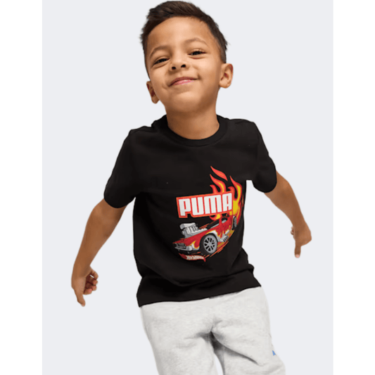 Puma X Hot Wheels Graphic Boys Lifestyle T-Shirt Black - Medaid