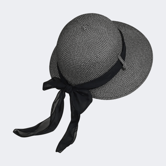 Stamion Japanese With Chiffon Ribbon Women Beach Hat Black - Medaid