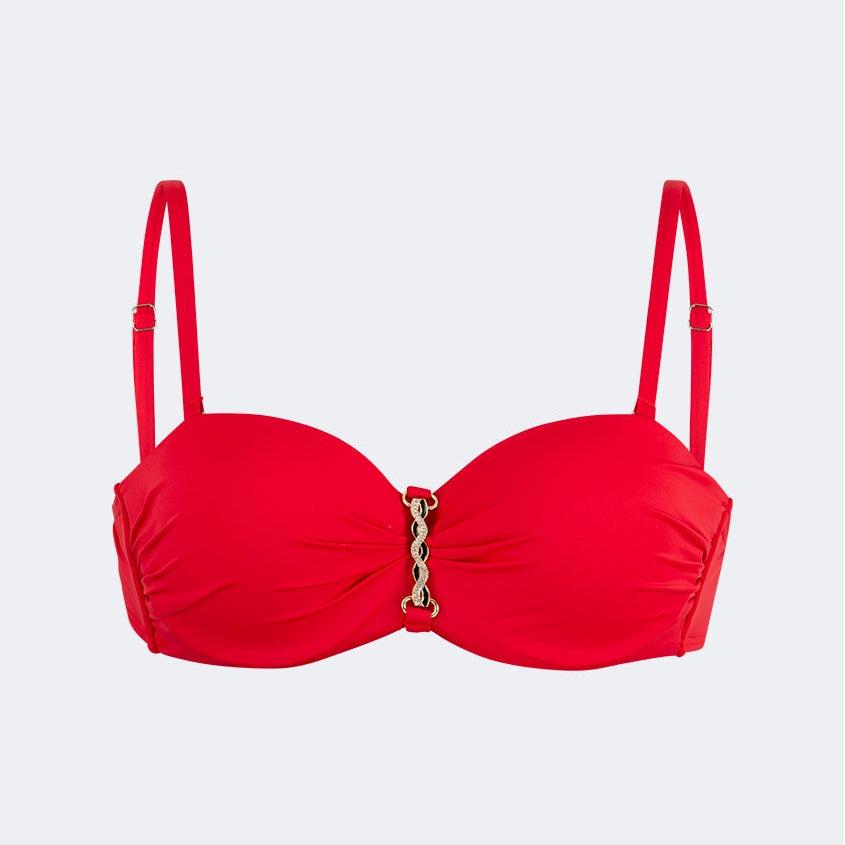 Oil And Gaz Stylish Women Beach Bandeau Bra Red - Medaid