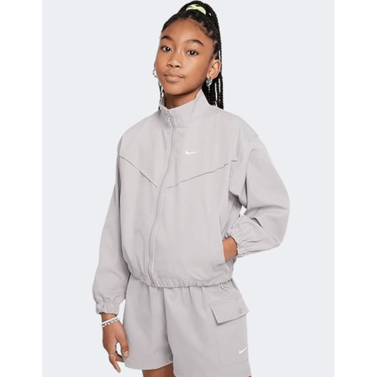 Nike Sportswear Lightweight Oversized Girls Lifestyle Jacket College Grey - Medaid