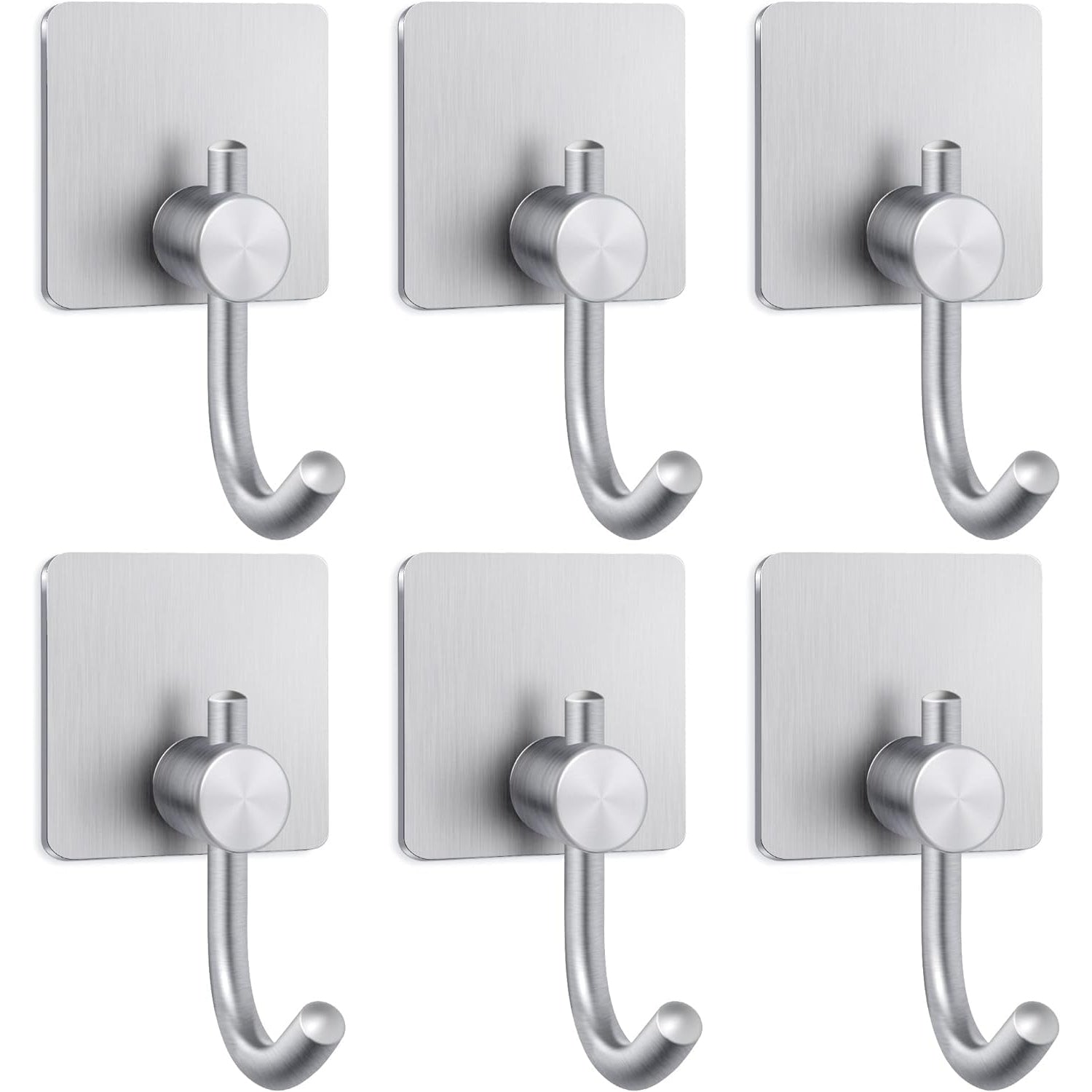 Yoawllty 6 Pcs Adhesive Wall Hooks, Heavy Duty Sticky Holder Waterproof Towel Hooks for Hanging Coat, Hat, Key, Clothes, Closet Hook Wall Mount for Kitchen, Bathroom, Office（Black) - Medaid
