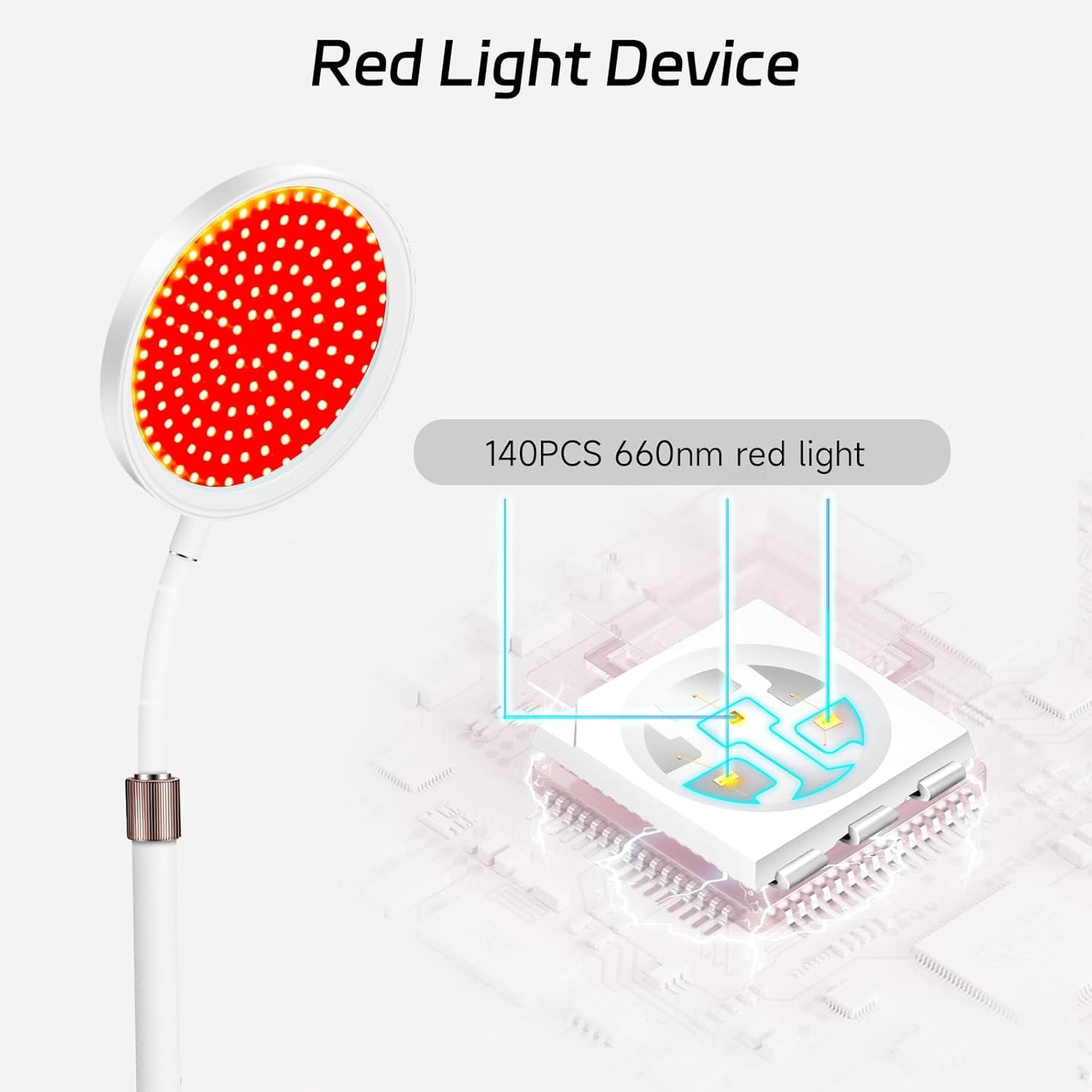 Red Light Lamp, 660nm Red Light Therapy Lamps with Base, Dimmable & Adjustable Height & 10/30/45Min Timer, 140LEDs Infrared Lamp for Home, Office - Medaid