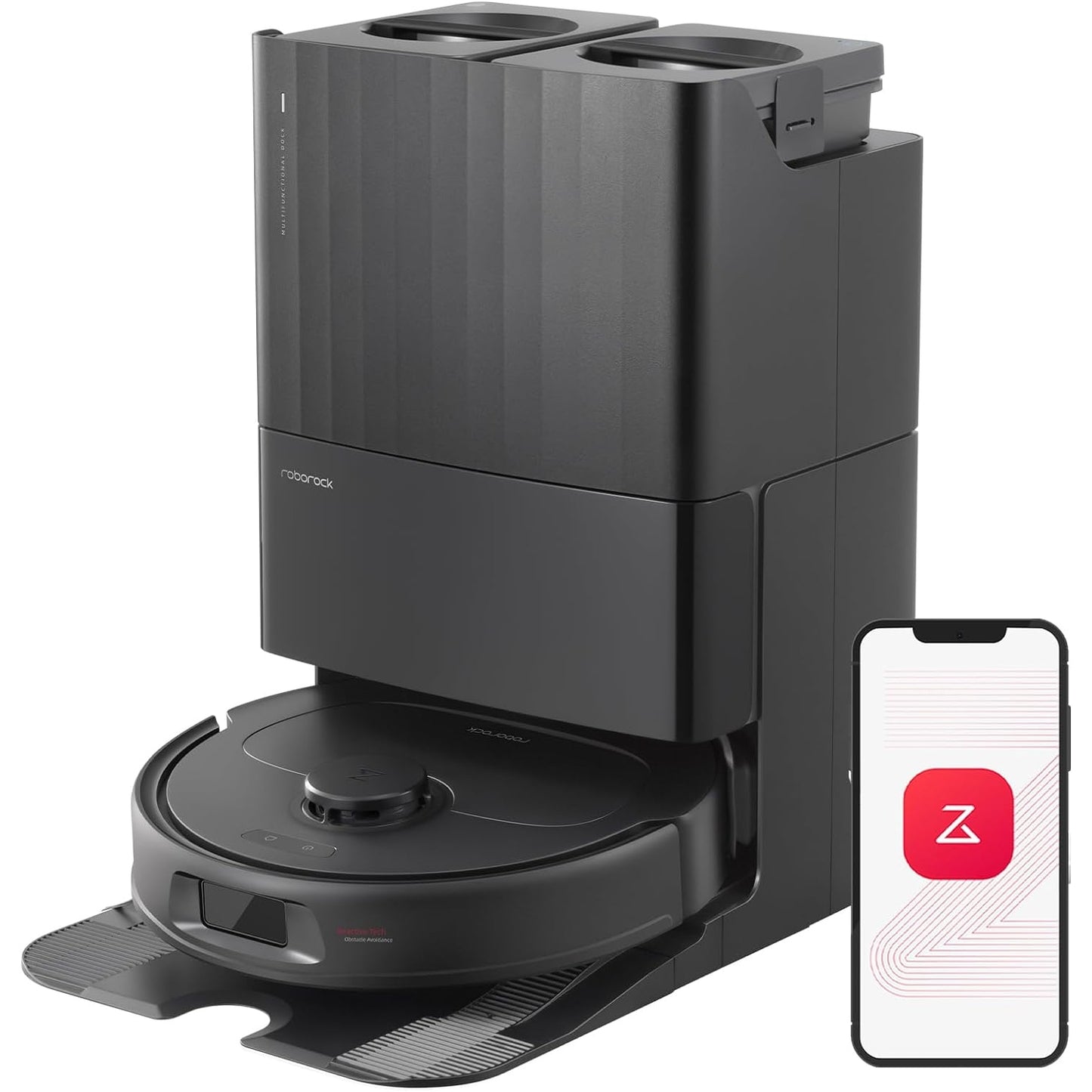 roborock Qrevo S Robot Vacuum and Mop, Self-Drying, Auto Mop Washing, 7000Pa Suction, Self-Emptying & Refilling, 10mm Mop Lifting, 200RPM Spinning Mops, Smart Obstacle Avoidance, Black - Medaid