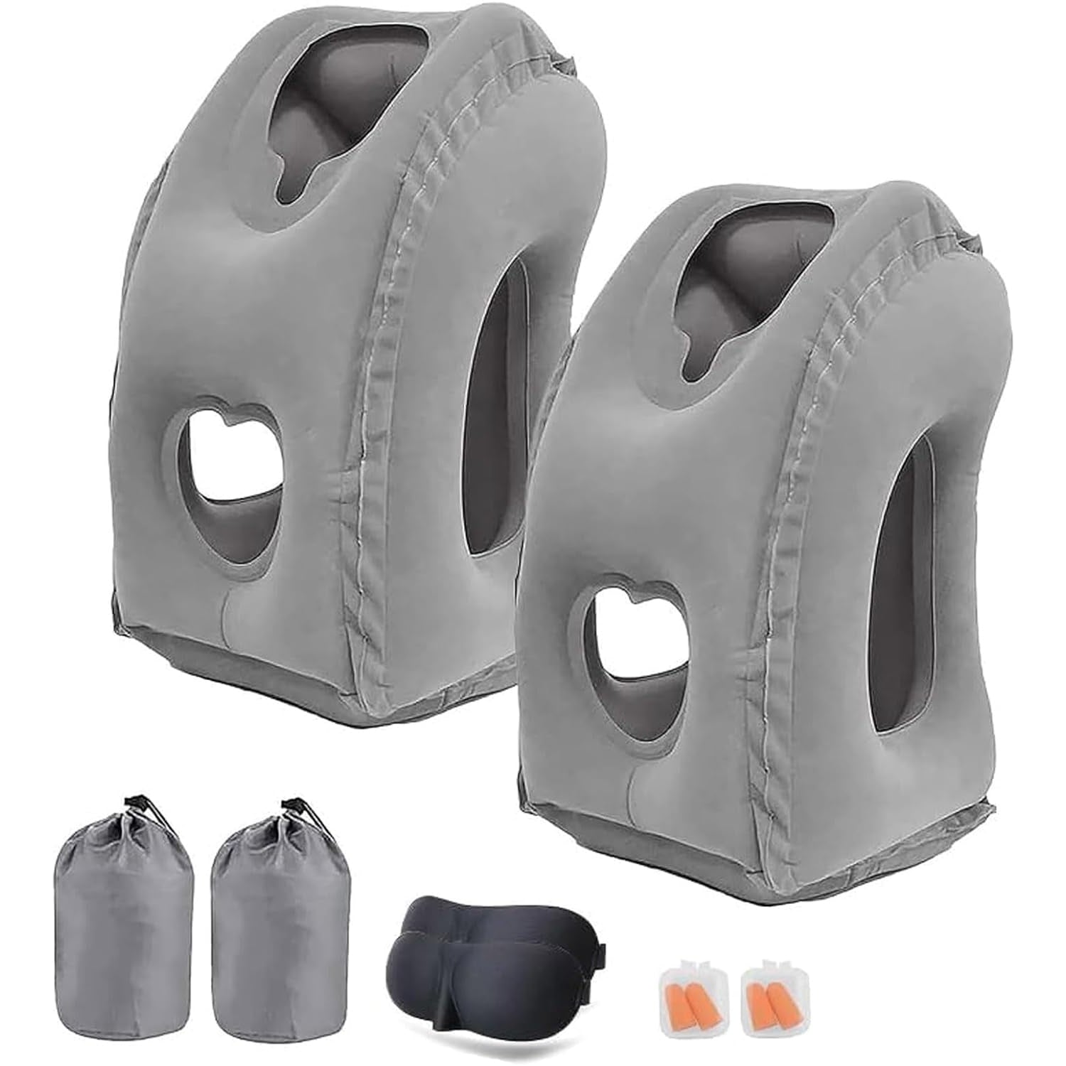 THMINS Inflatable Neck Pillow Used for Planes,Airplanes,Cars,Buses,Trains,Office Napping, Travel Accessories(Gray)…… - Medaid