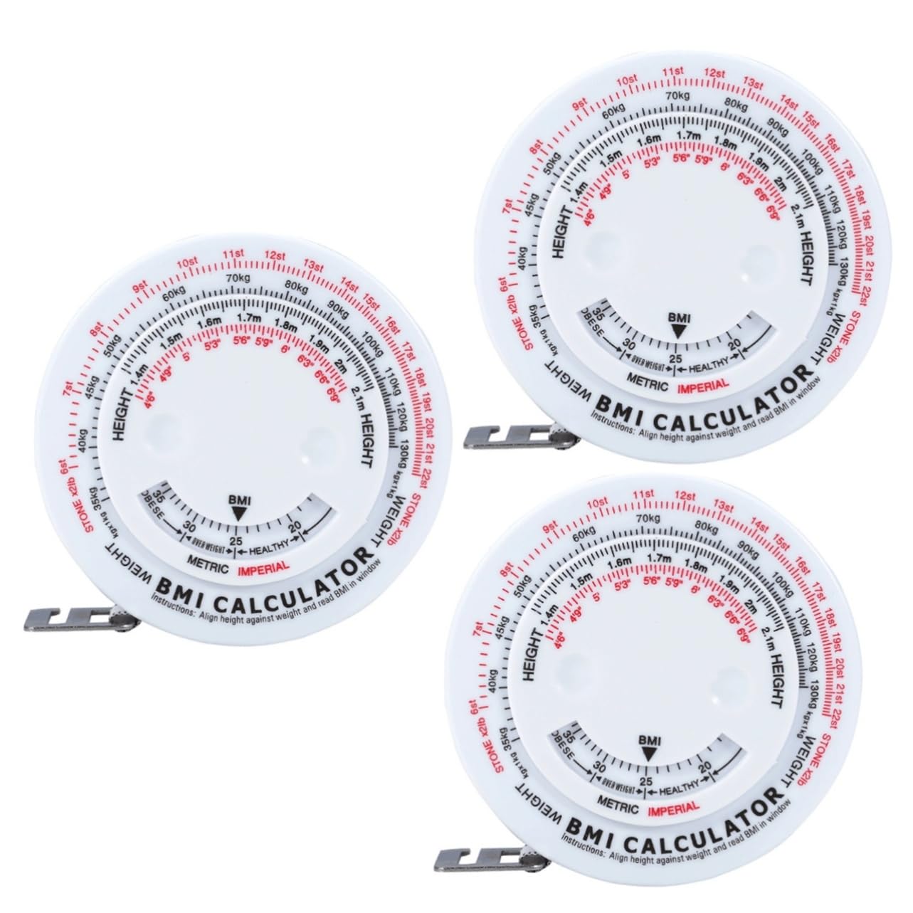 3pcs Bmi Body Tape Body Retractable Tape Fat Tape Measure Fat Measuring Tape Fat Retractable Tape - Medaid