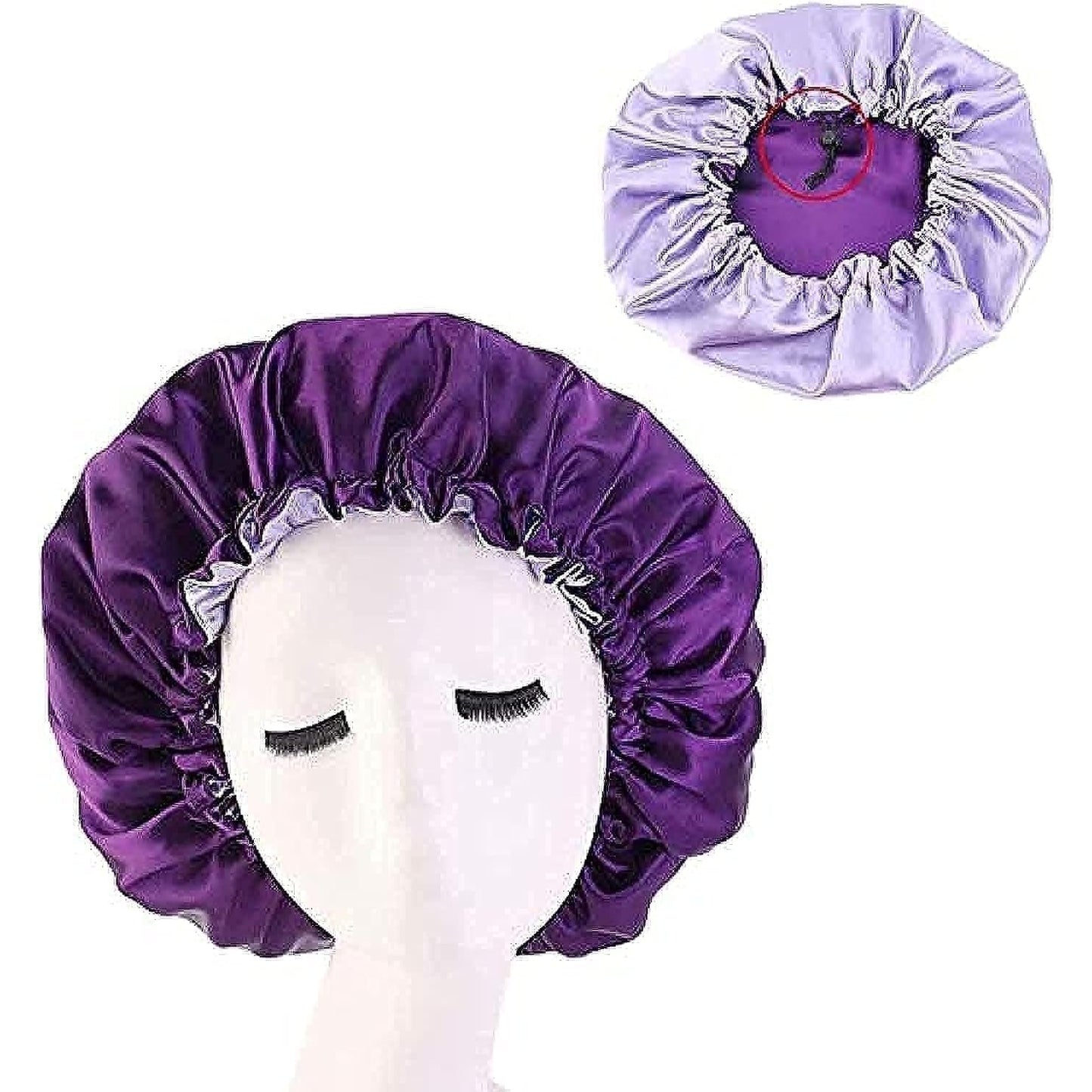 Women's Adjustable Reversible Satin Bonnet - Soft Double Sided Sleep Cap, Protects Natural Hair, Assorted Colors (Black) - Medaid