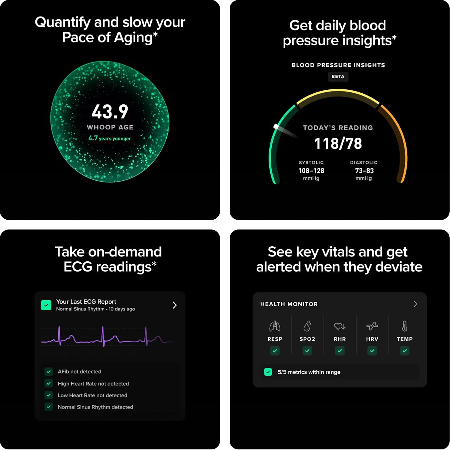 WHOOP Life WHOOP 5.0 – 12-Month Membership – MG Device – Health & Fitness Tracker – Blood Pressure Insights, Activity Tracking – ECG Software – 14+ Days Battery Life - Medaid International