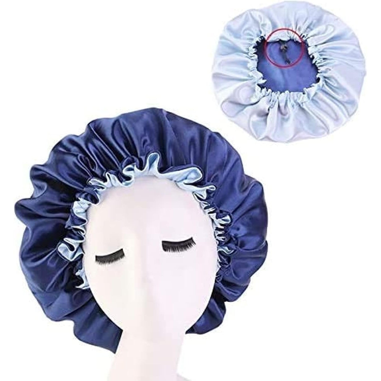 Women's Adjustable Reversible Satin Bonnet - Soft Double Sided Sleep Cap, Protects Natural Hair, Assorted Colors (Black) - Medaid