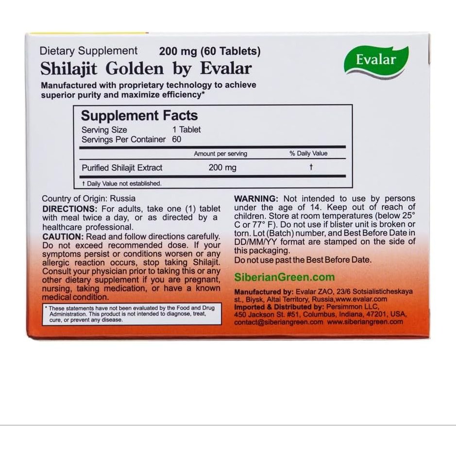 Evalar Shilajit Golden Siberian Altai 60 Tabs - Medaid