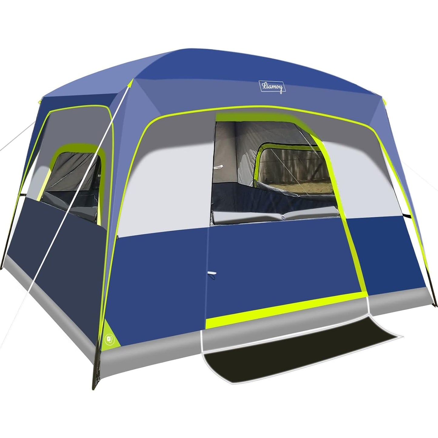 6-Person Tent/Instant for Camping Windproof Family 60 Seconds/Easy Setup Cabin Tent with Top Rainfly, Double Layer,4 Large Mesh Windows,2 Mesh Door,Provide 2 pcs Gate Mat Camping Tent-10'X9'X78''(H) - Medaid