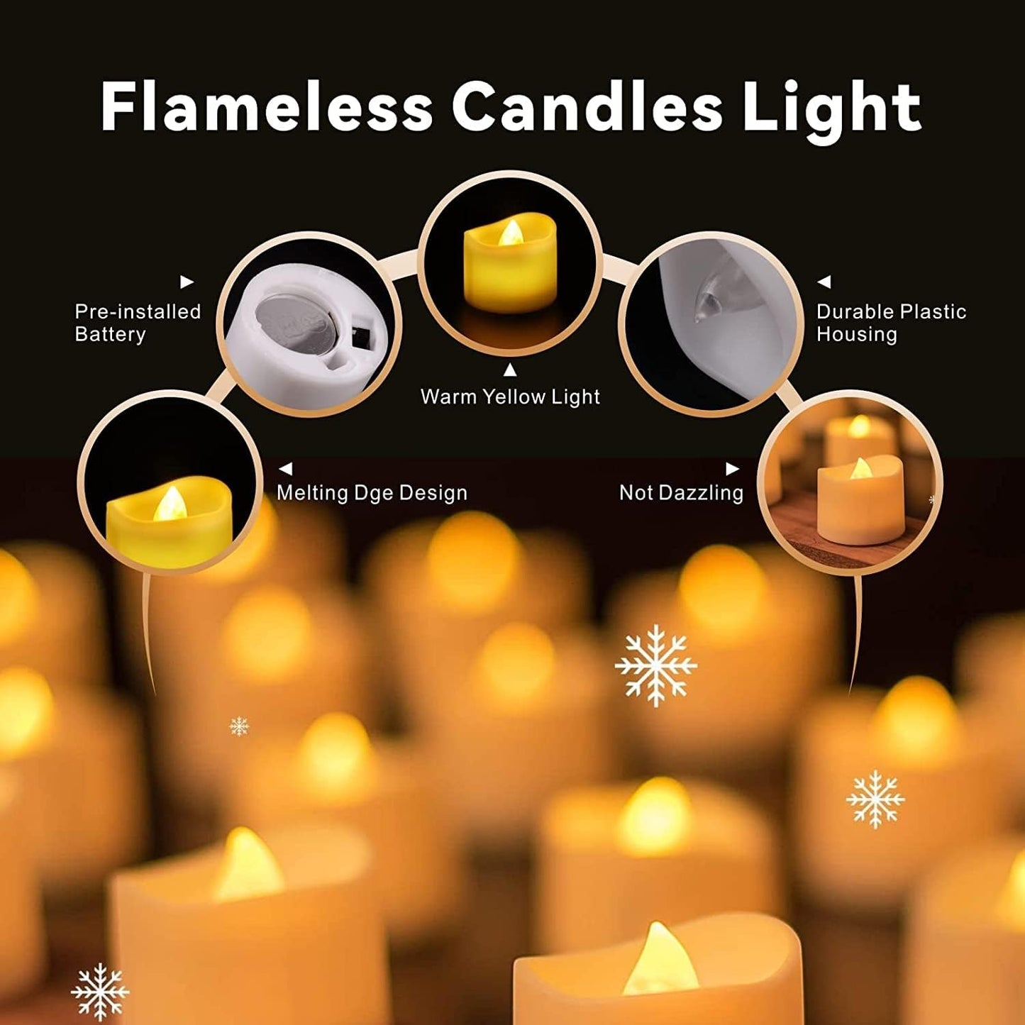 ECVV 12Pcs LED Flameless Candles Light, Battery Operated Tea Lights, Warm Yellow Candles Tea Light for Party/Wedding/Festival Celebration etc.1.4 * 1.7inch(Batteries Included) - Medaid