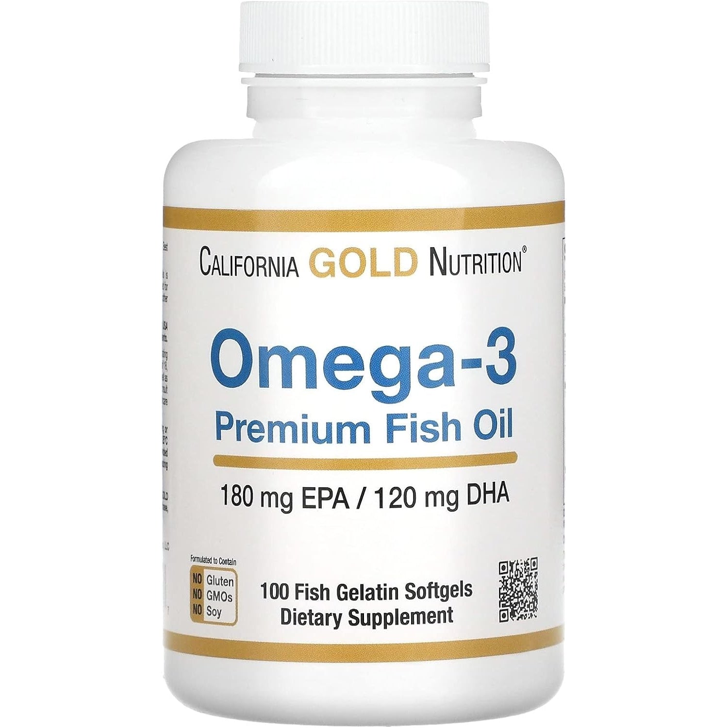 Omega-3 Premium Fish Oil by California Gold Nutrition, Concentrated Formula with EPA & DHA, Support for Optimal Lipid Profile & Immune System, Gluten Free, Non-GMO, 240 Fish Gelatin Softgels - Medaid