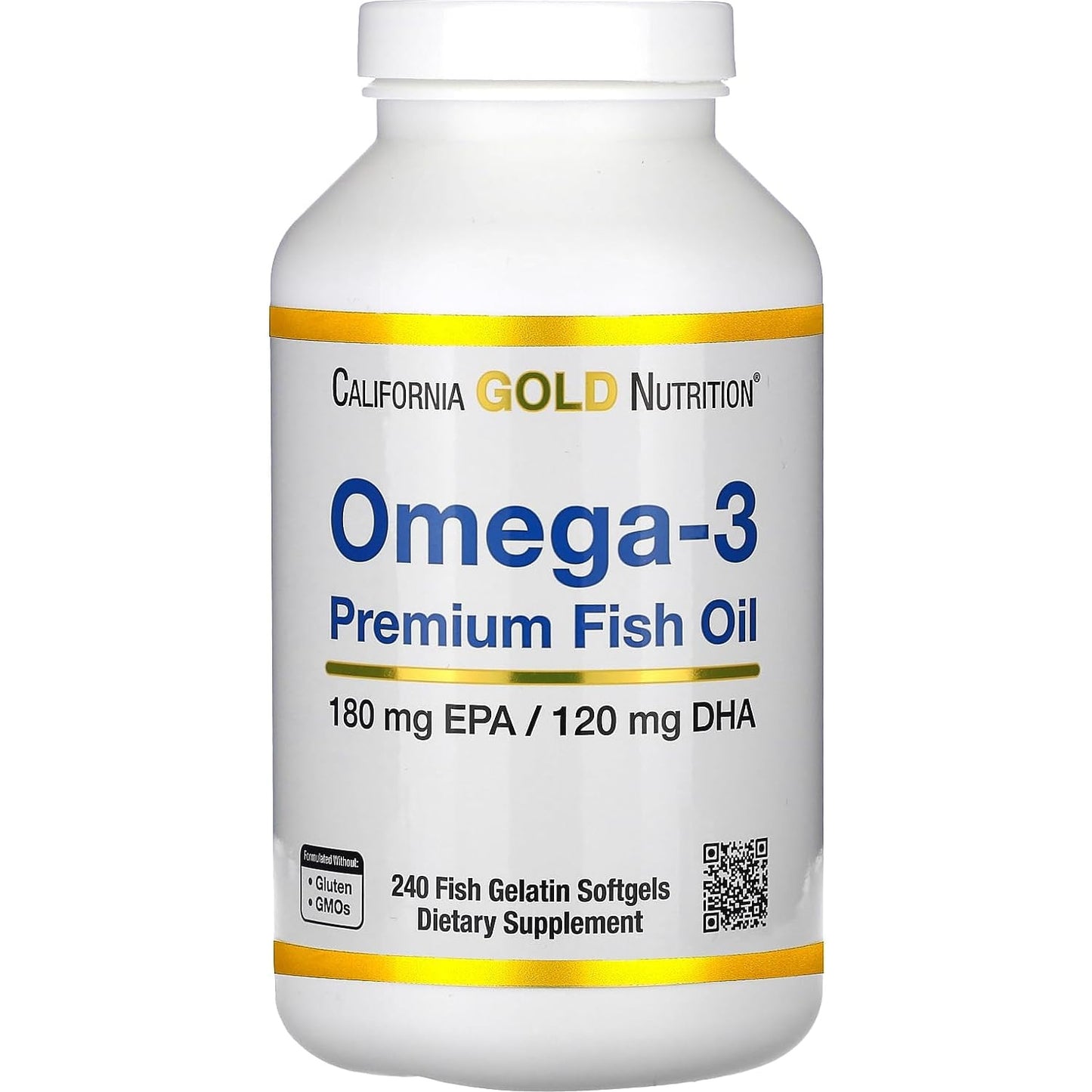Omega-3 Premium Fish Oil by California Gold Nutrition, Concentrated Formula with EPA & DHA, Support for Optimal Lipid Profile & Immune System, Gluten Free, Non-GMO, 100 Fish Gelatin Softgels - Medaid