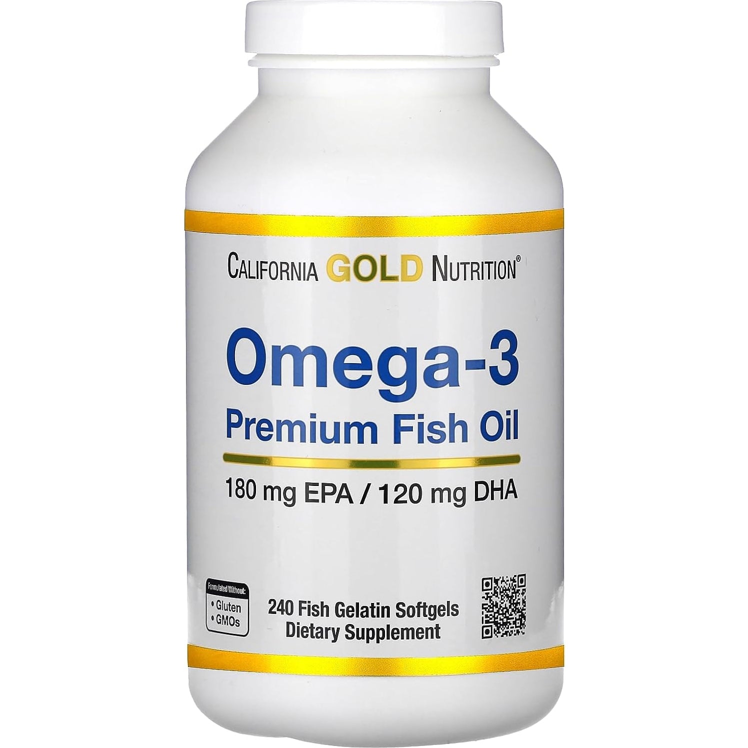 Omega-3 Premium Fish Oil by California Gold Nutrition, Concentrated Formula with EPA & DHA, Support for Optimal Lipid Profile & Immune System, Gluten Free, Non-GMO, 100 Fish Gelatin Softgels - Medaid