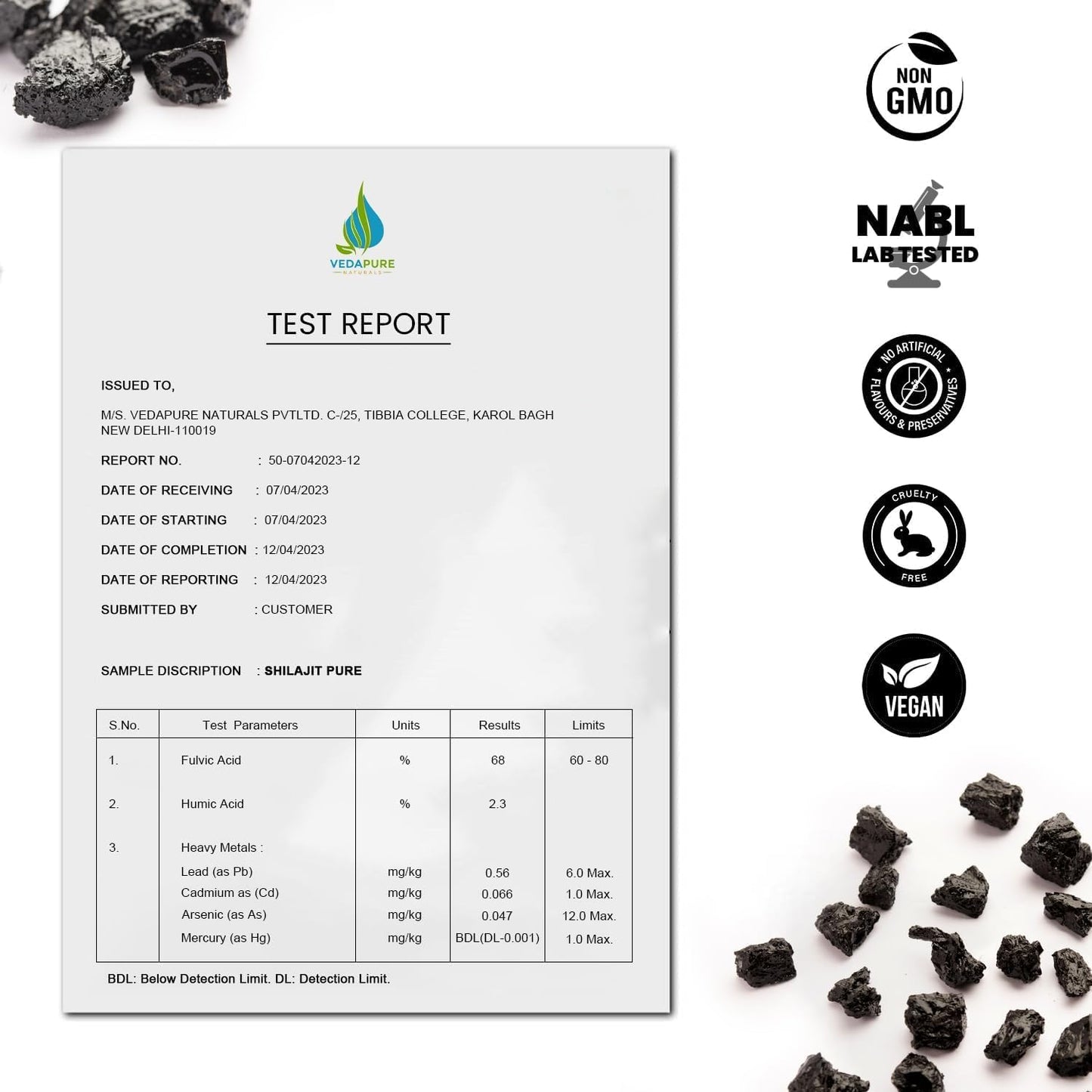 Vedapure Natural Shilajit/Shilajeet with Safed Musli & Ashwagandha Extracts - 1000mg 60 Capsules - Medaid