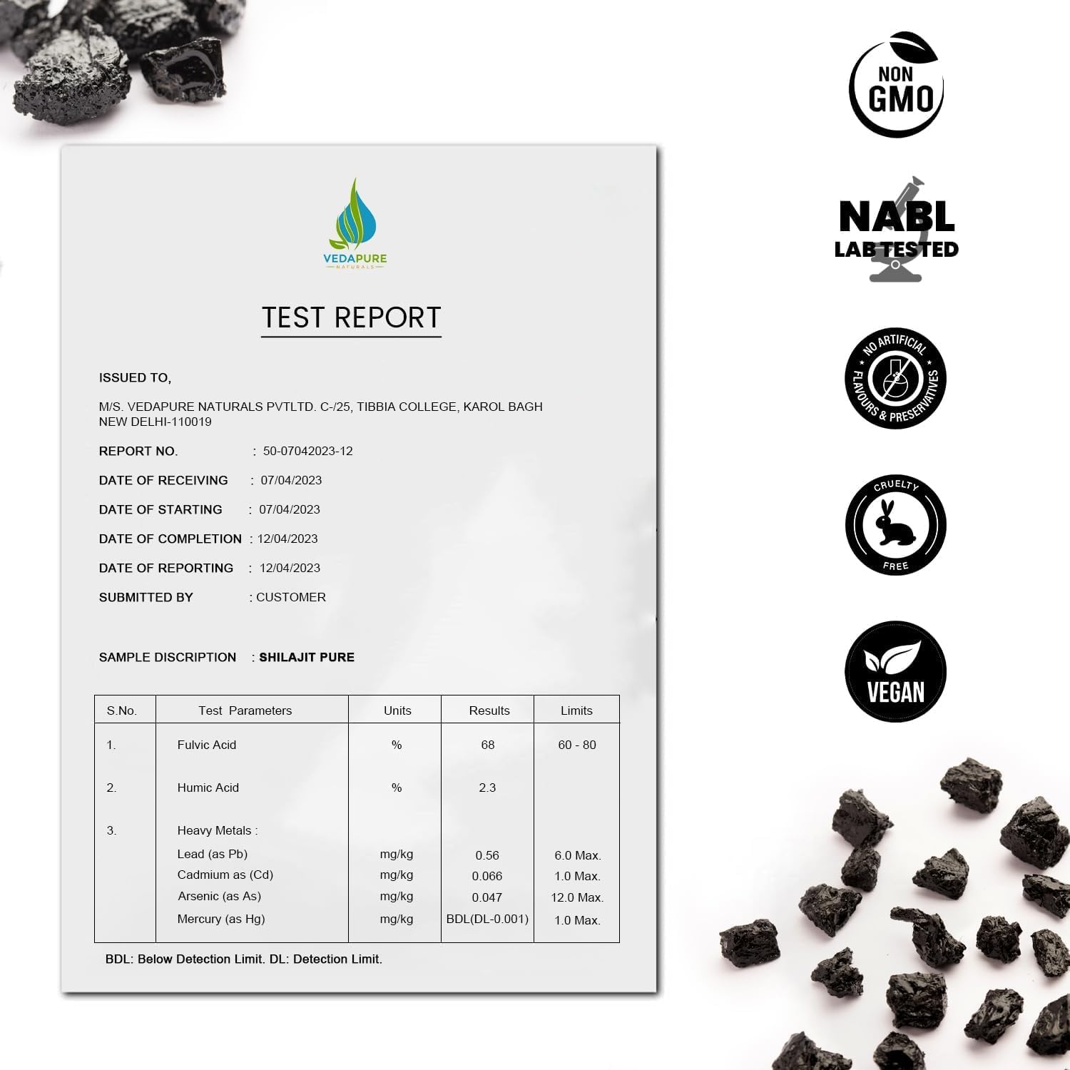 Vedapure Natural Shilajit/Shilajeet with Safed Musli & Ashwagandha Extracts - 1000mg 60 Capsules - Medaid