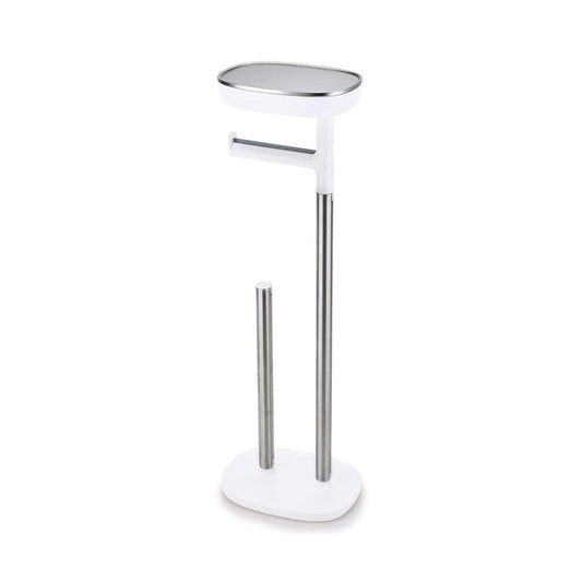 Joseph Joseph EasyStore Butler Toilet Paper Holder Stand and Spare Roll Storage with Shelf and Drawer, Stainless Steel - Medaid