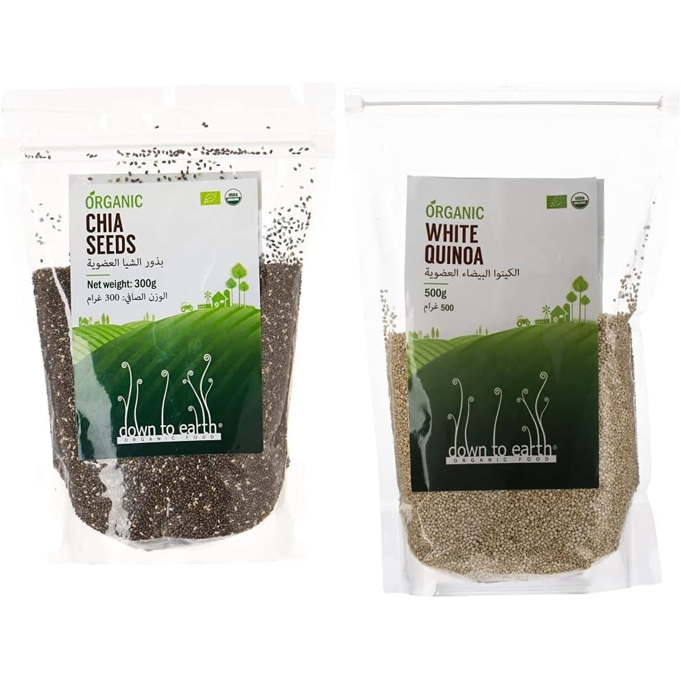 Organic Chia Seeds For Weight Loss By Down To Earth Foods, 100% Organic, Improves Digestive Health, Natural Black Chia seeds - 300 gms - Medaid