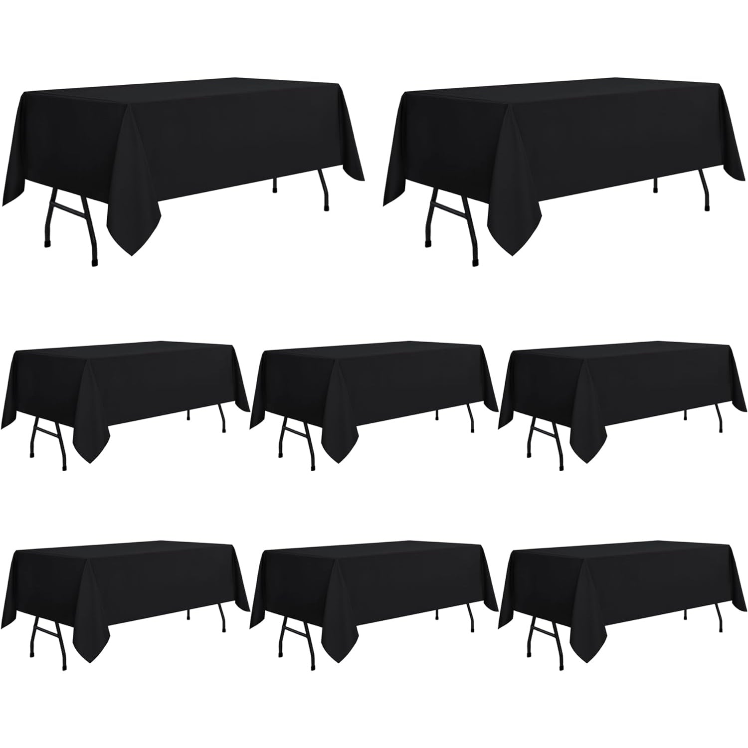 sancua Rectangle Tablecloth - 60 x 84 Inch - Stain and Wrinkle Resistant Washable Polyester Table Cloth, Decorative Fabric Table Cover for Dining Table, Buffet Parties and Camping, Black - Medaid