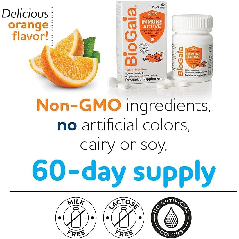 BioGaia Protectis Immune Active Kids Probiotic | Probiotic + Vitamin D | 60 Day Supply - Medaid