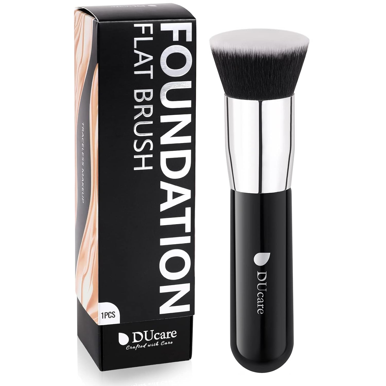 DUcare Foundation Brush for Liquid Makeup, Self Tanner Brush Flat Top Kabuki Professional Makeup Brushes Blending Mineral Powder Buffing Stippling Makeup Tools, Pink - Medaid
