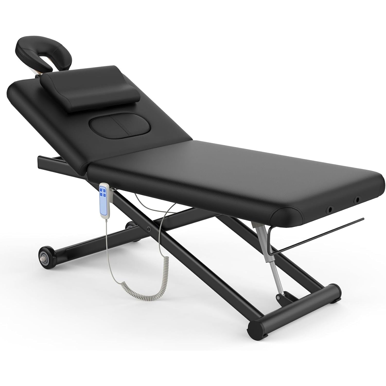 pouseayar Heavy Duty Electric Massage Table, Electric Lift and Electric Backrest 2 Motor Adjustable for Treatment/Medical Spa/Facial Bed/Beauty Bed/Massage Bed and More - 32 Wide x 75 Long - White - Medaid