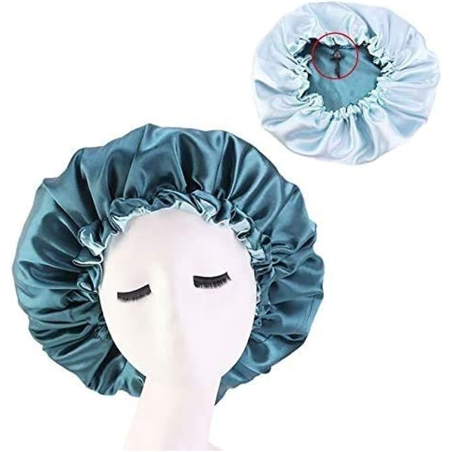 Women's Adjustable Reversible Satin Bonnet - Soft Double Sided Sleep Cap, Protects Natural Hair, Assorted Colors (Black) - Medaid