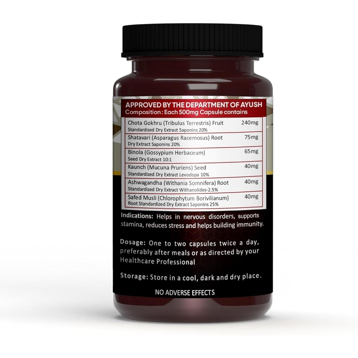 Vedapure Natural Shilajit/Shilajeet with Safed Musli & Ashwagandha Extracts - 1000mg 60 Capsules - Medaid