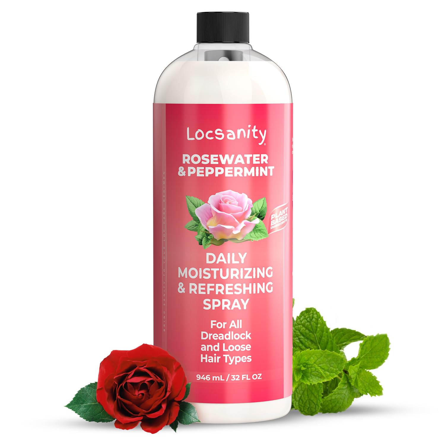 Locsanity Daily Moisturizing Refreshing Spray for Locs, Dreadlocks - Rose Water and Peppermint Hair Scalp Moisturizer, Dreadlock Spray - Natural Loc Care and Maintenance (8oz) - Medaid