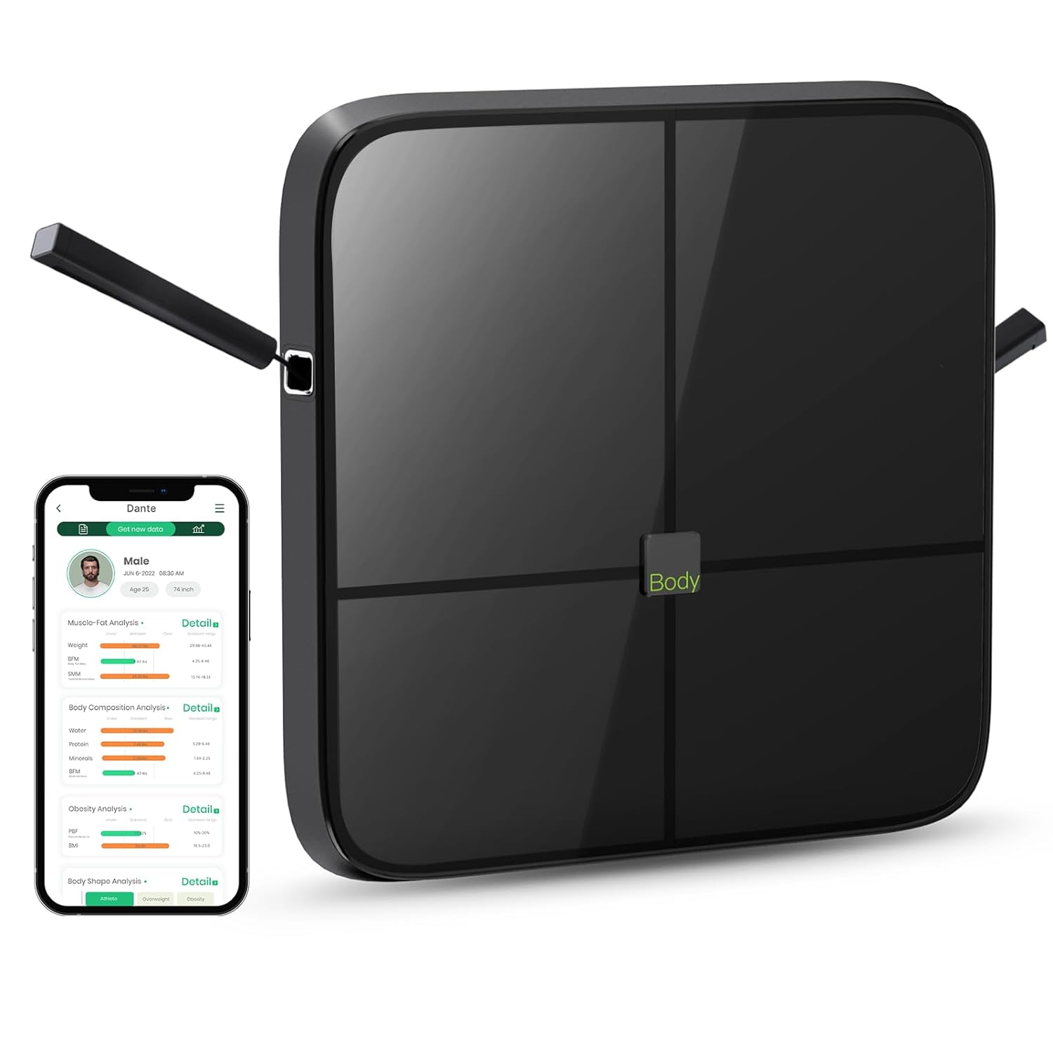 Professional Body Composition Analyzer Scale with Handheld, App, 43 Body Data, 8 Electrode, Smart Digital Bioimpedance Scale with Bmi, Body Fat, Muscle Mass, Weight, High Accurate Bluetooth Body Scan - Medaid