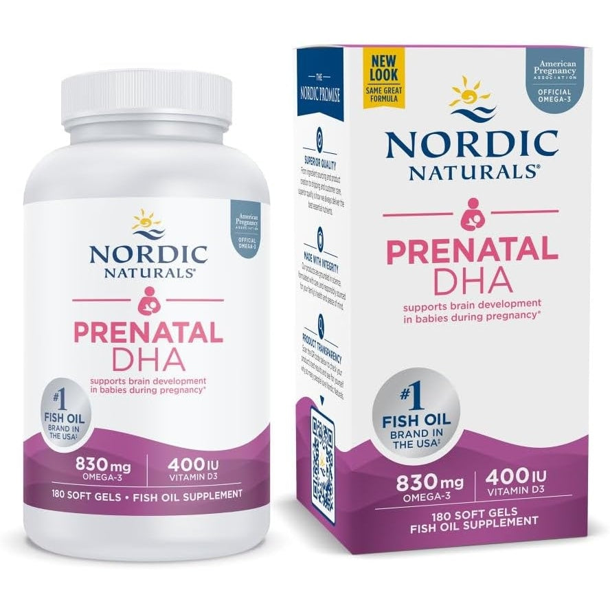 Nordic Naturals Prenatal DHA, Unflavored - 90 Soft Gels - 830 mg Omega-3 + 400 IU Vitamin D3 - Supports Brain Development in Babies During Pregnancy & Lactation - Non-GMO - 45 Servings - Medaid