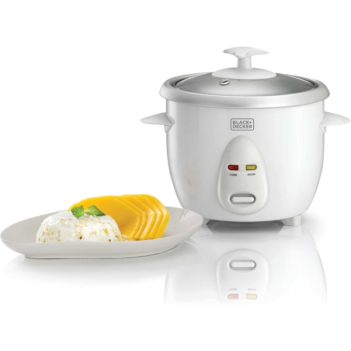 Black & Decker 350W 0.6L Rice Cooker With Removable NonStick Bowl, Steaming Tray, Water Level Indicator And A Glass Lid With Cool Touch, For Healthy Meals RC650-B5 2 Years Warranty - Medaid