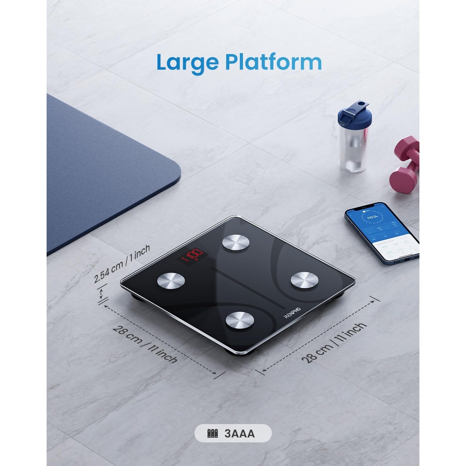 RENPHO Smart Scale for Body Weight, FSA HSA Eligible, Digital Bathroom Scale BMI Weighing Bluetooth Body Fat Scale, Body Composition Monitor Health Analyzer with Smartphone App, 400 lbs - Elis 1 - Medaid