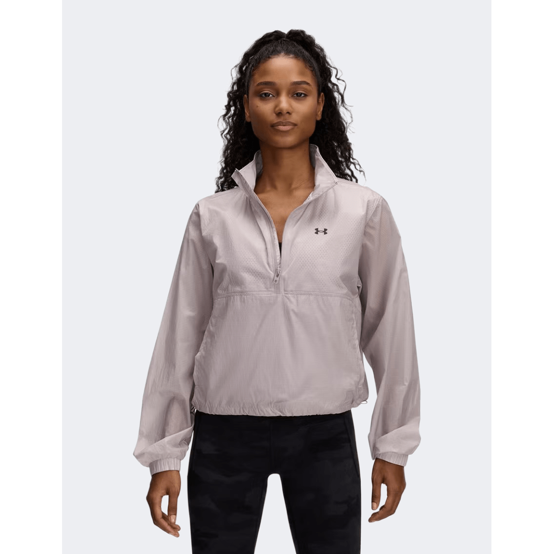 Under Armour Rival Woven Half Zip Women Lifestyle Long Sleeve Grey Dawn/Black - Medaid