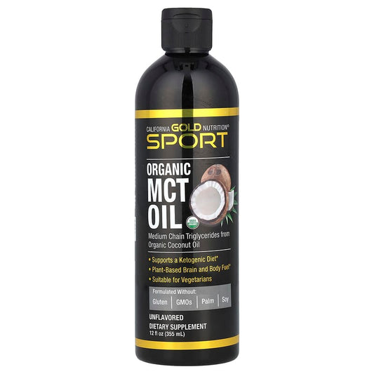 California Gold Nutrition, Sport, Organic MCT Oil, Unflavored, 355 ml - Medaid