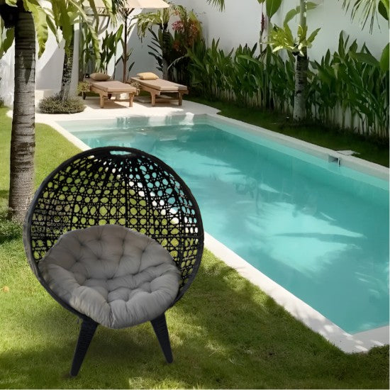 Wicker Bubble Chair With Cushion - Medaid