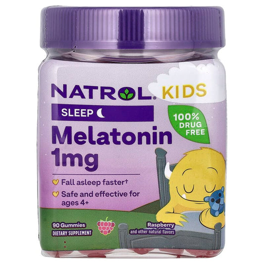 Natrol, Kids, Melatonin Gummies, Ages 4+, Raspberry, 1 mg, 90 Gummies - Medaid International