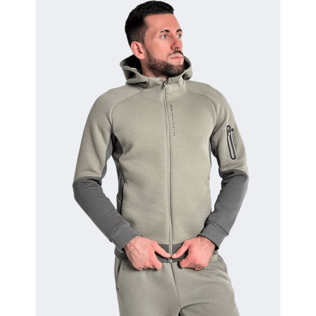 Anta Knit Men Training Track Top Bean Green - Medaid International