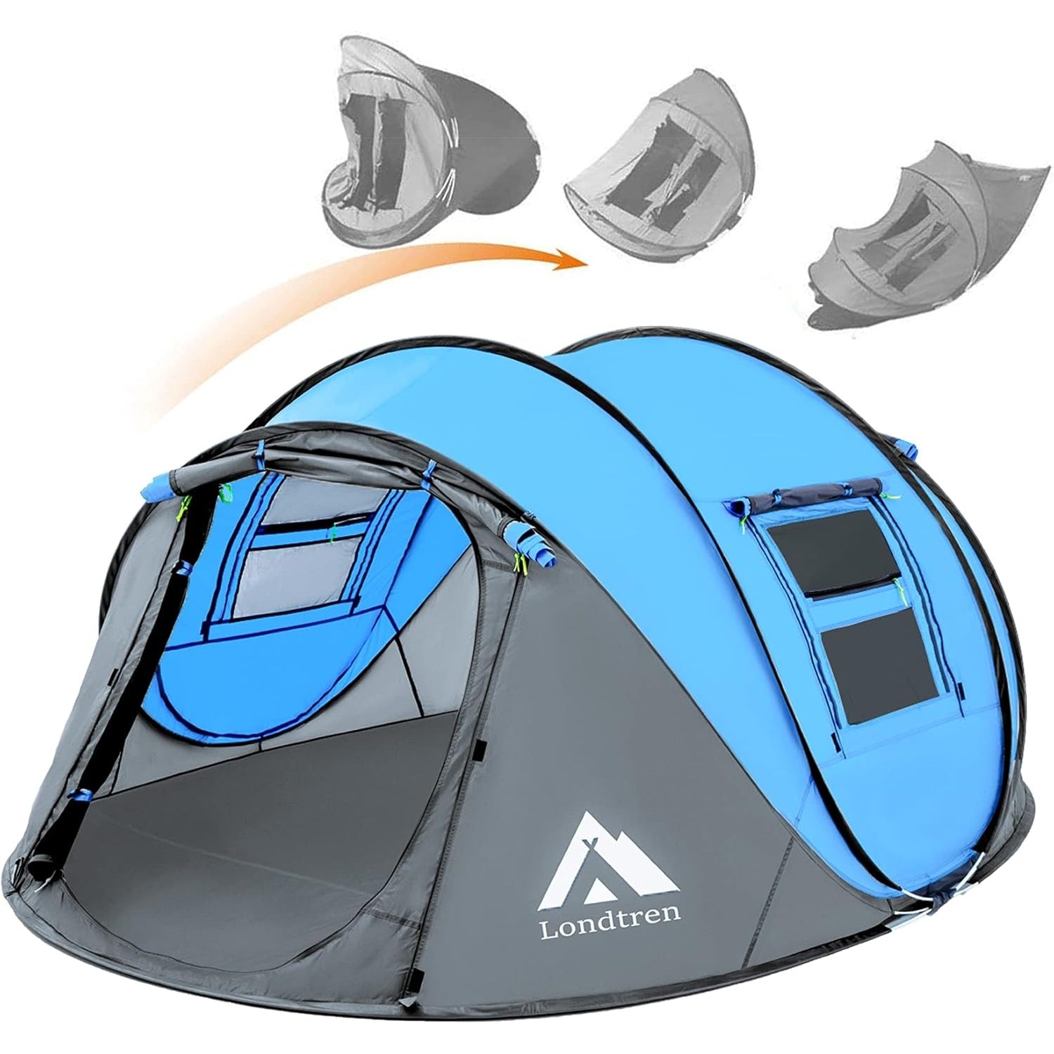 4 Person Easy Pop Up Tent Waterproof Automatic Setup 2 Doors-Instant Family Tents for Camping Hiking & Traveling - Medaid