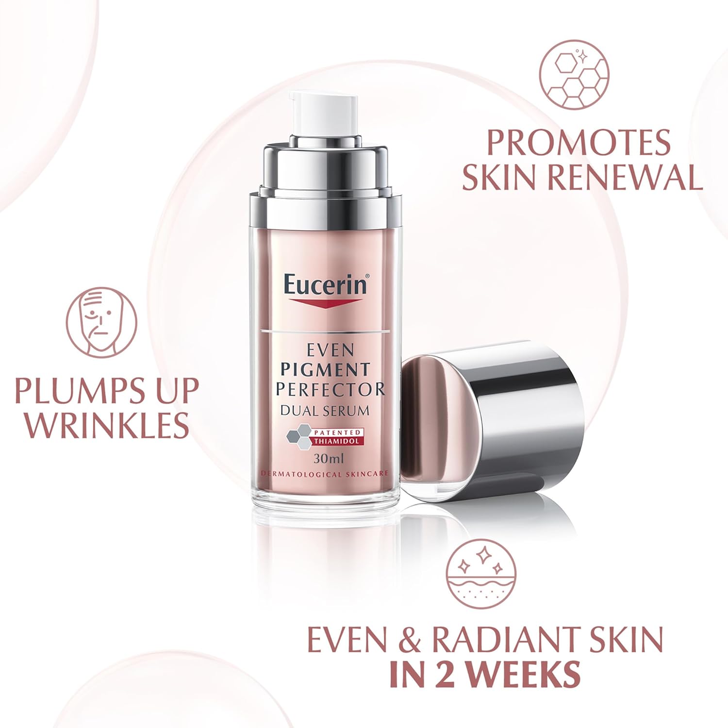 Eucerin Even Pigment Perfector Dual Face Serum Cream, Reduces Spots, Plumps up Wrinkles, Refines Skin Texture, Suitable for All Skin Types, 30ml - Medaid