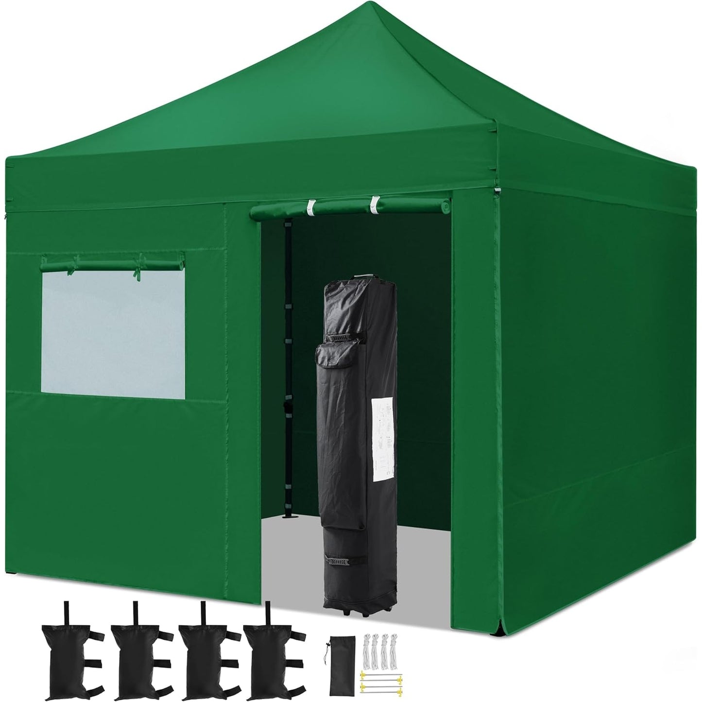 Yaheetech 10x10 Pop Up Commercial Canopy Tent with 4 Removable Sidewalls, Sandbags, Stakes & Ropes, Waterproof Instant Canopies for Wedding Party Commercial Event Pavilion, Black - Medaid