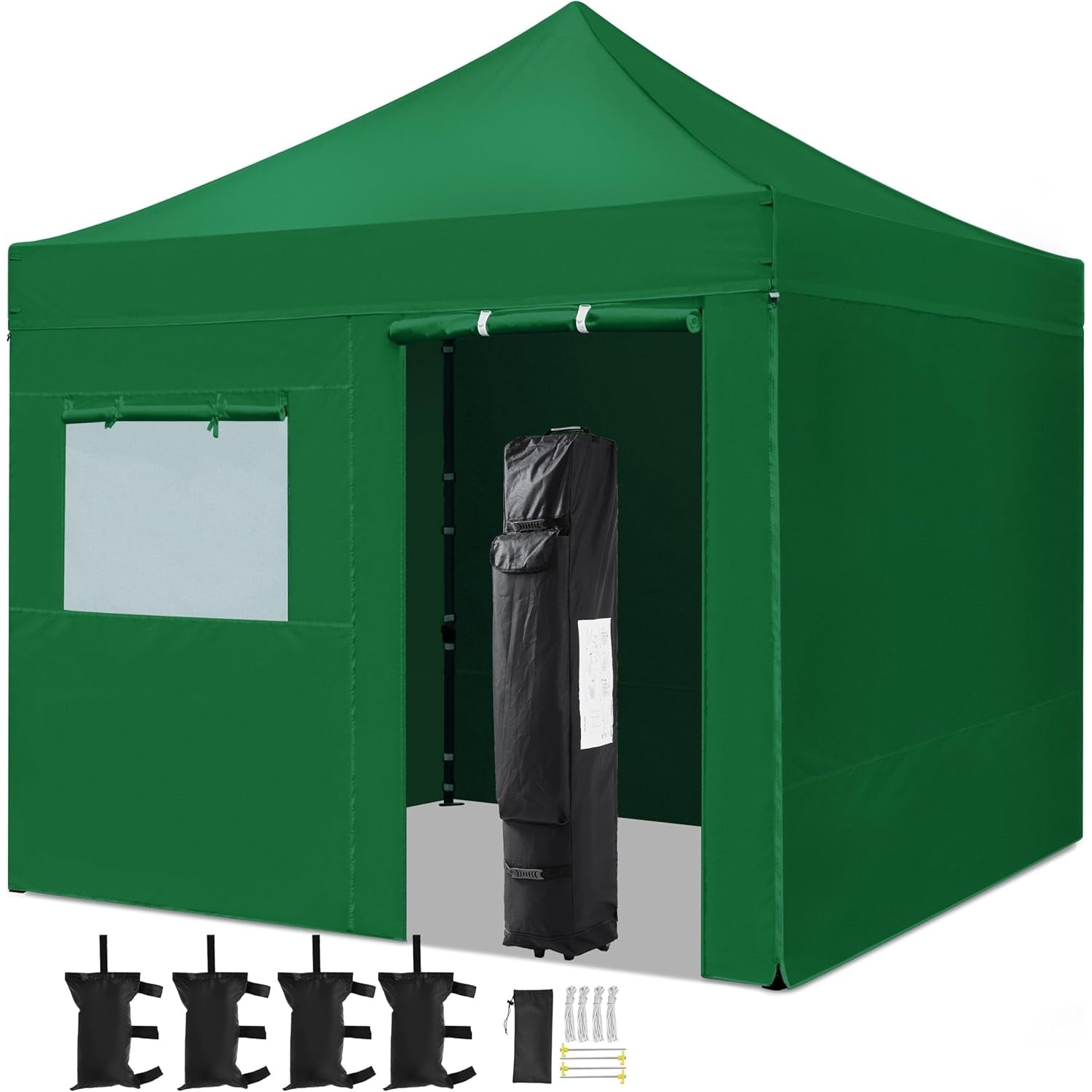 Yaheetech 10x10 Pop Up Commercial Canopy Tent with 4 Removable Sidewalls, Sandbags, Stakes & Ropes, Waterproof Instant Canopies for Wedding Party Commercial Event Pavilion, Black - Medaid