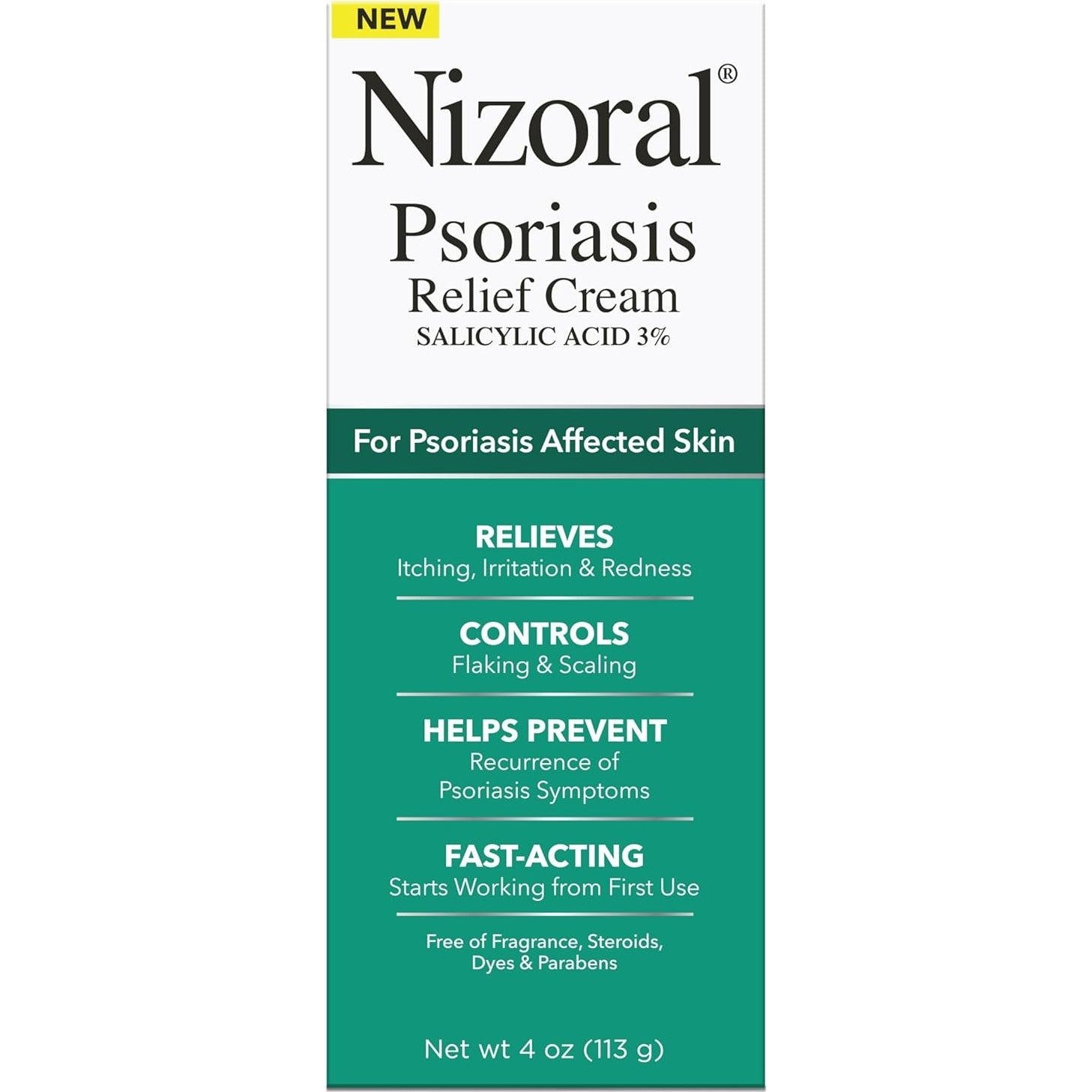 Nizoral Psoriasis Relief Cream- Relieves Itching, Irritation & Redness and Controls Flaking and Scaling with Maximum Strength Medicine (Salicylic Acid 3%), 4 Fl Oz - Medaid