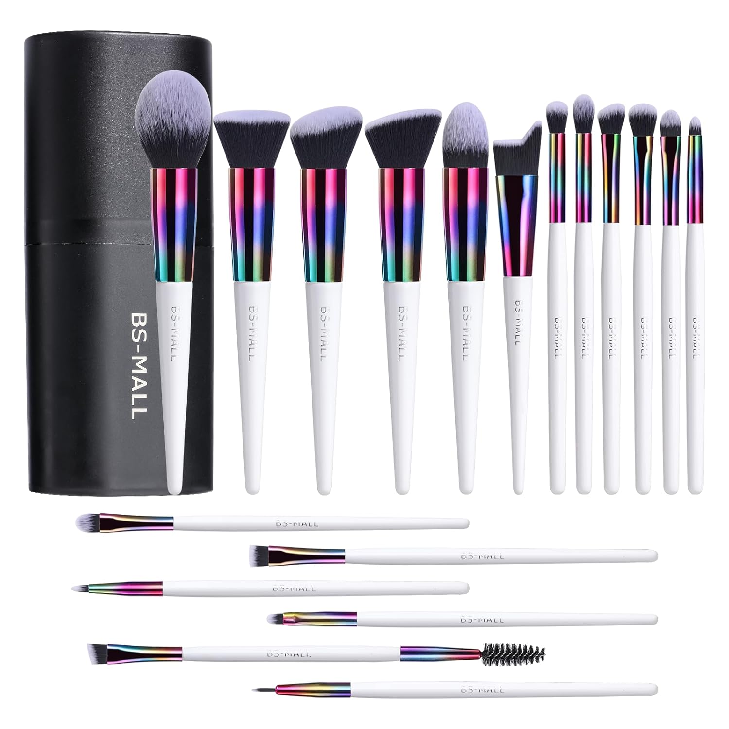 BS-MALL Makeup Brush Set 18 Pcs Premium Synthetic Foundation Powder Concealers Eye shadows Blush Makeup Brushes with black case - Medaid