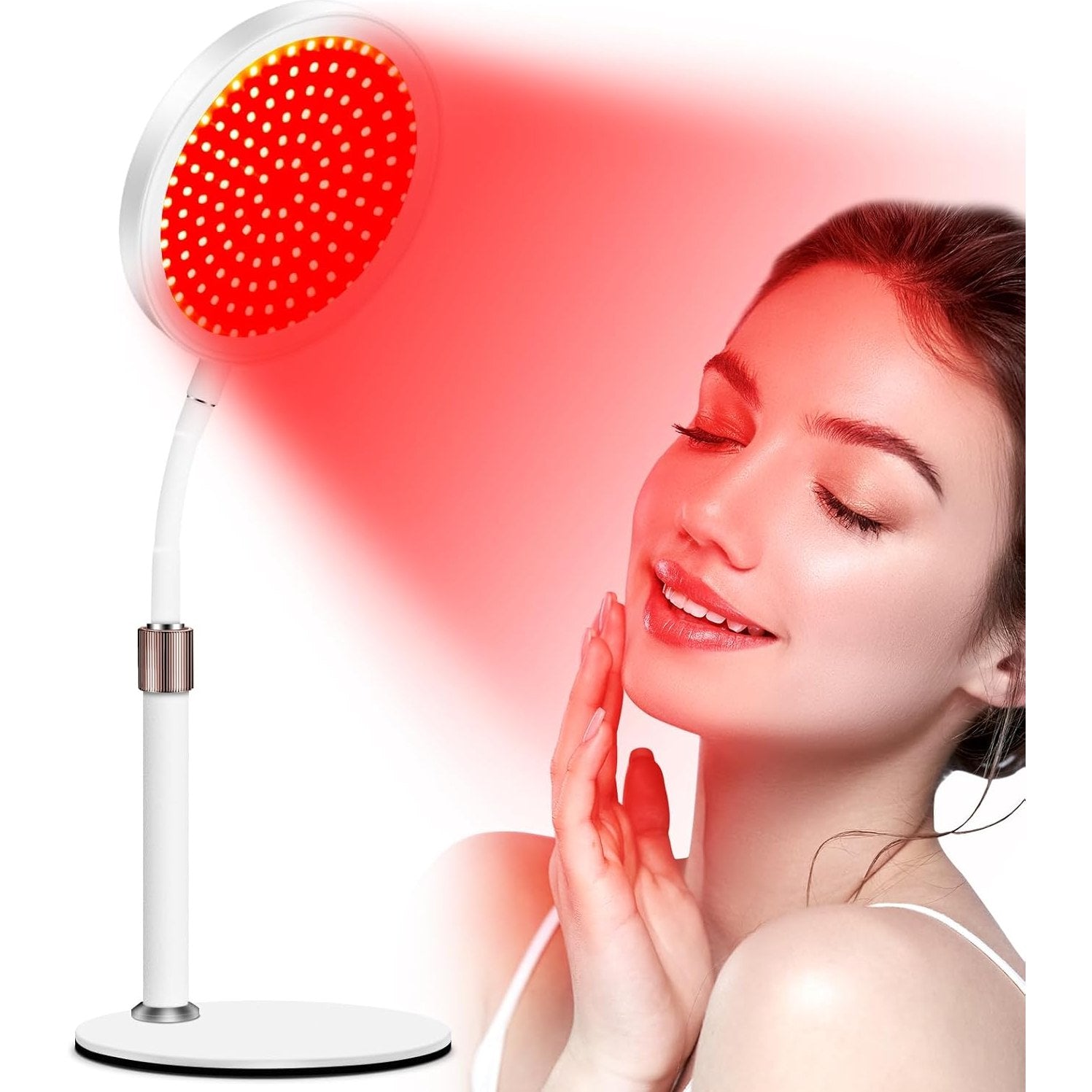 Red Light Therapy, 660nm ＆850nm Infrared Light with 15/30/45 Mins Timer, 3-in-1 Chip Red Light Lamp, 10 Brightness Adjustable Gooseneck Red Light Lamps for Full Body - Medaid